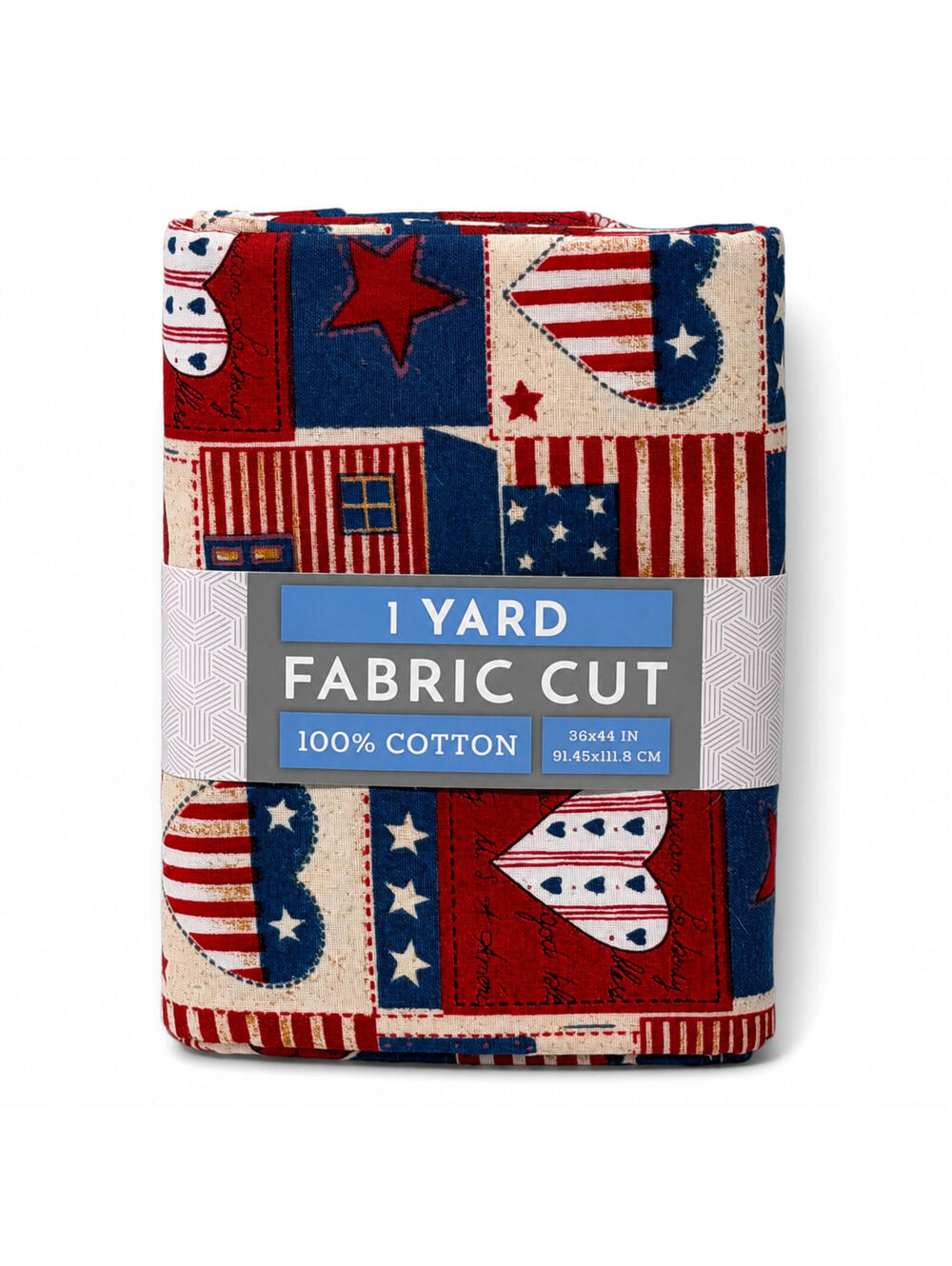 David Textiles 1 Yard Fabric Cut Americana Heart 100% Cotton Precut (36 x 44 in)